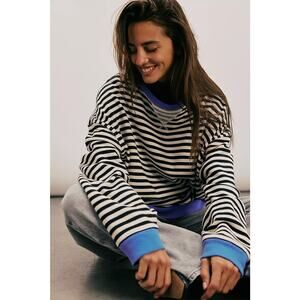 Free People We the Free Sweatshirt Striped Oversized Crewneck Size Medium